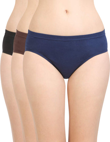 Body Care (2D) Hipster Coverage Cotton Lycra Panties for Girls | Pack of 3 (Dark Colour-3 Different Colour)