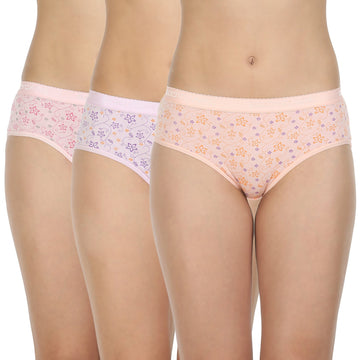 Body Care (1500) Hipster Coverage Cotton Lycra Panties for Girls | Pack of 3 (Light Colour-3 Different Colour)