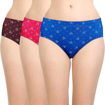 Body Care (3700) Hipster Coverage Cotton Lycra Panties for Girls | Pack of 3 (Dark Colour-3 Different Colour)