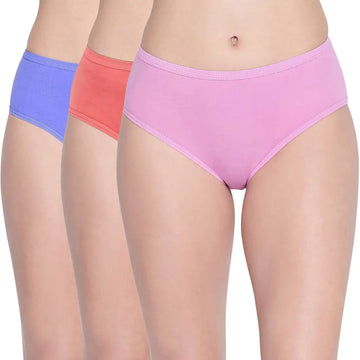 Body Care (2C) Hipster Coverage Cotton Lycra Panties for Girls | Pack of 3 (Light Colour-3 Different Colour)