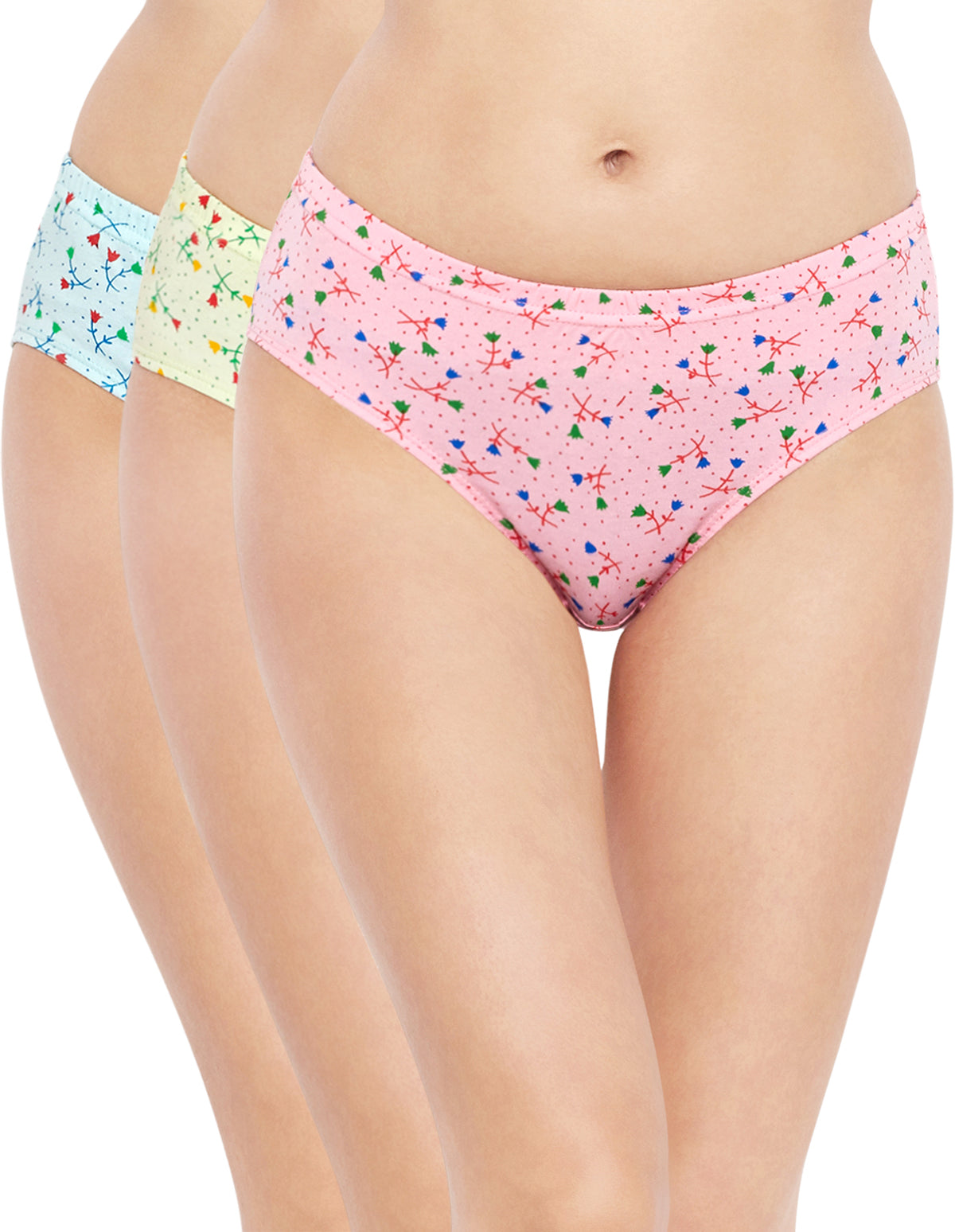 Body Care (3600) Hipster Coverage Cotton Lycra Panties for Girls | Pack of 3 (Light Colour-3 Different Colour)