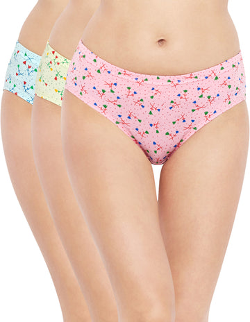 Body Care (3600) Hipster Coverage Cotton Lycra Panties for Girls | Pack of 3 (Light Colour-3 Different Colour)
