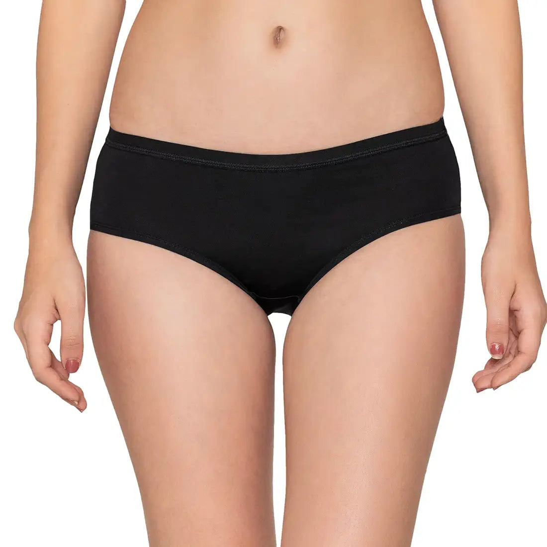 Kalyani Zanny Hipster Coverage Cotton Lycra Panties for Girls | Pack of 1 (dark Colour) black