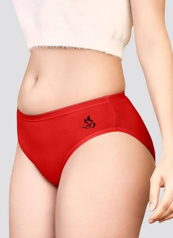 Kalyani Snow Medium Coverage Cotton Lycra Panties for Girls | Pack of 1 (dark Colour)Red
